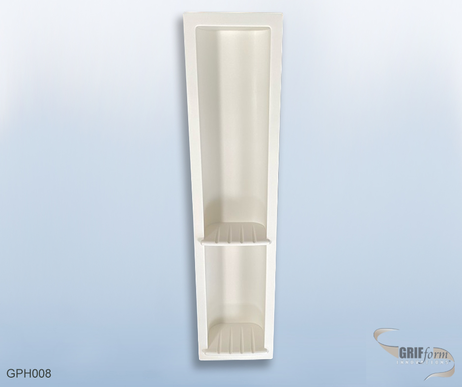 Custom bathroom accessory installation.