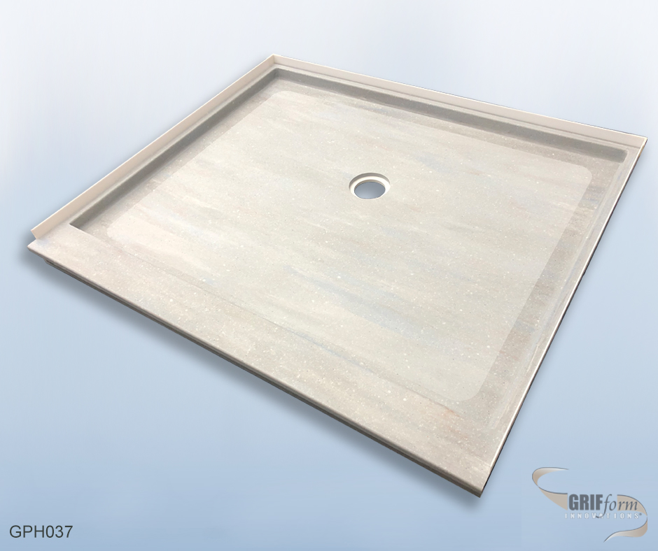 Custom shower pan installation.