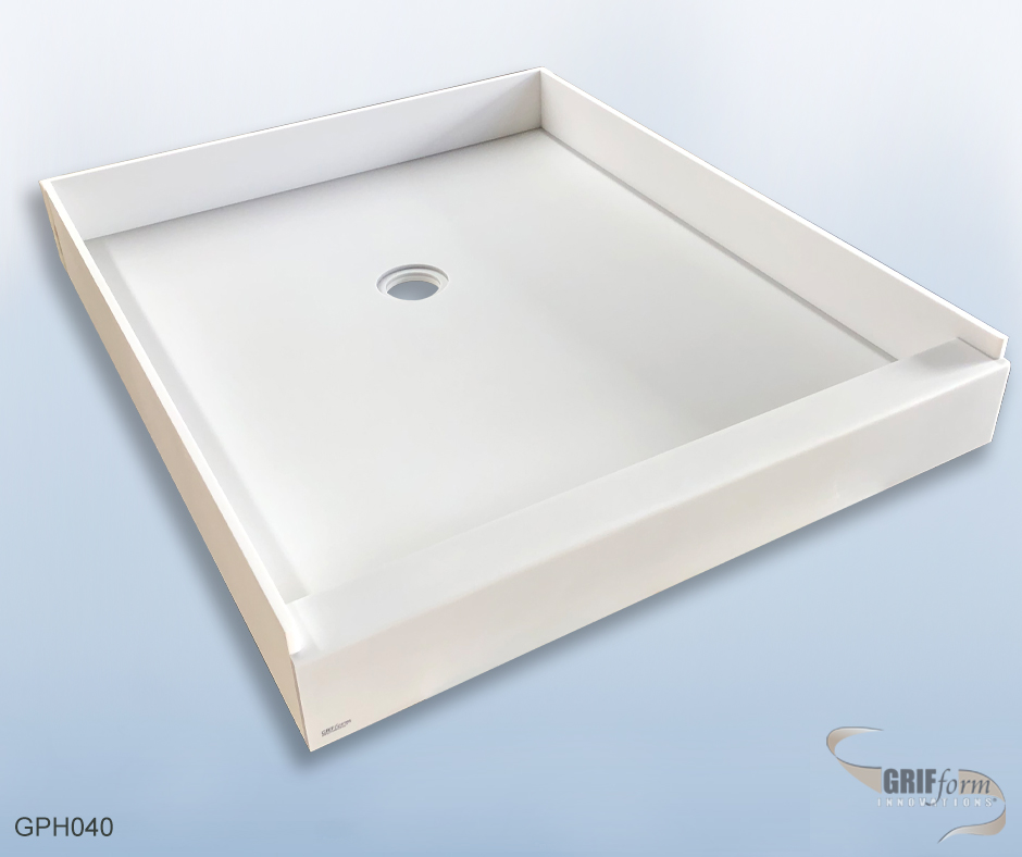 Custom shower pan installation.